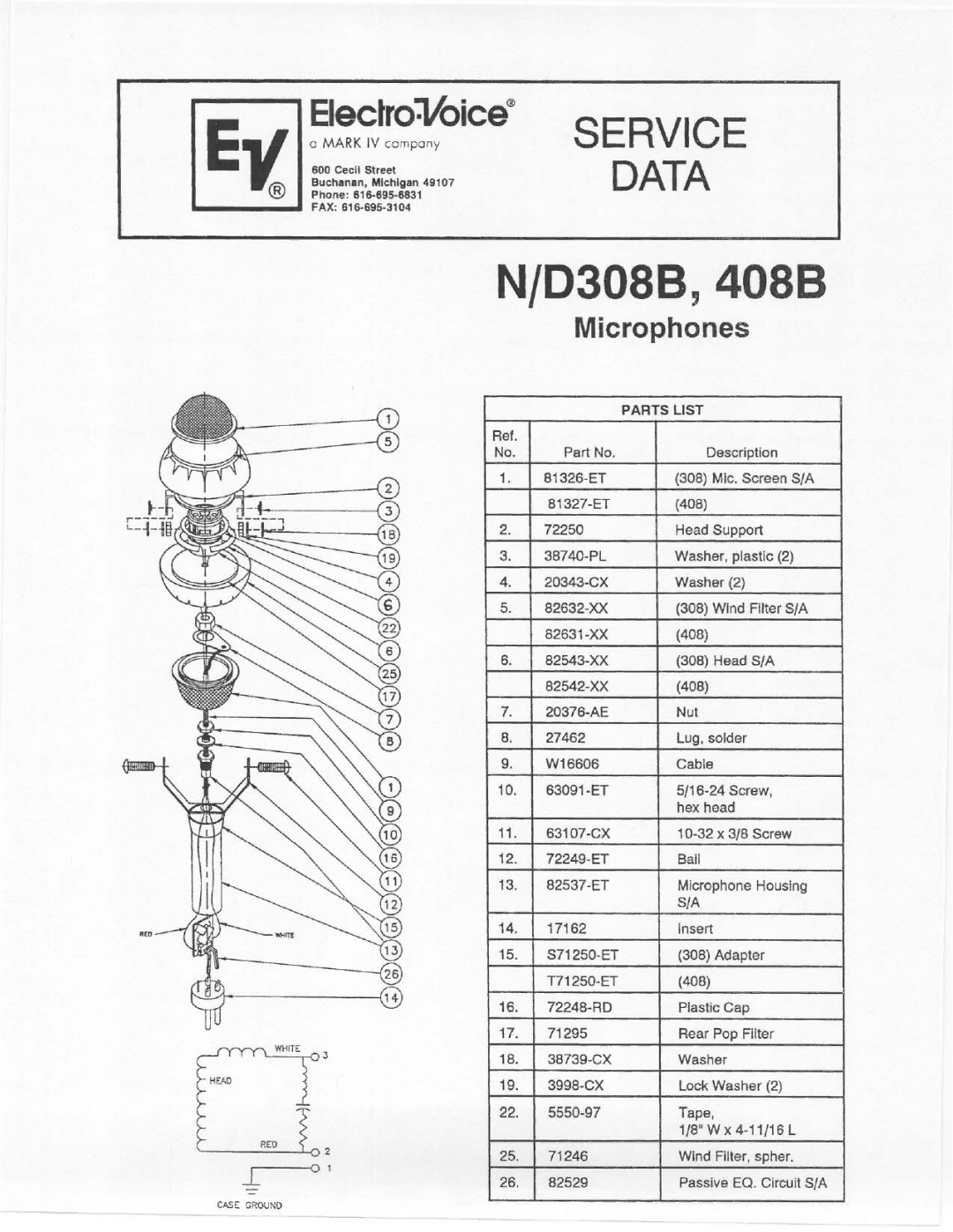 Electro-Voice N/D308B, N/D408B manual 