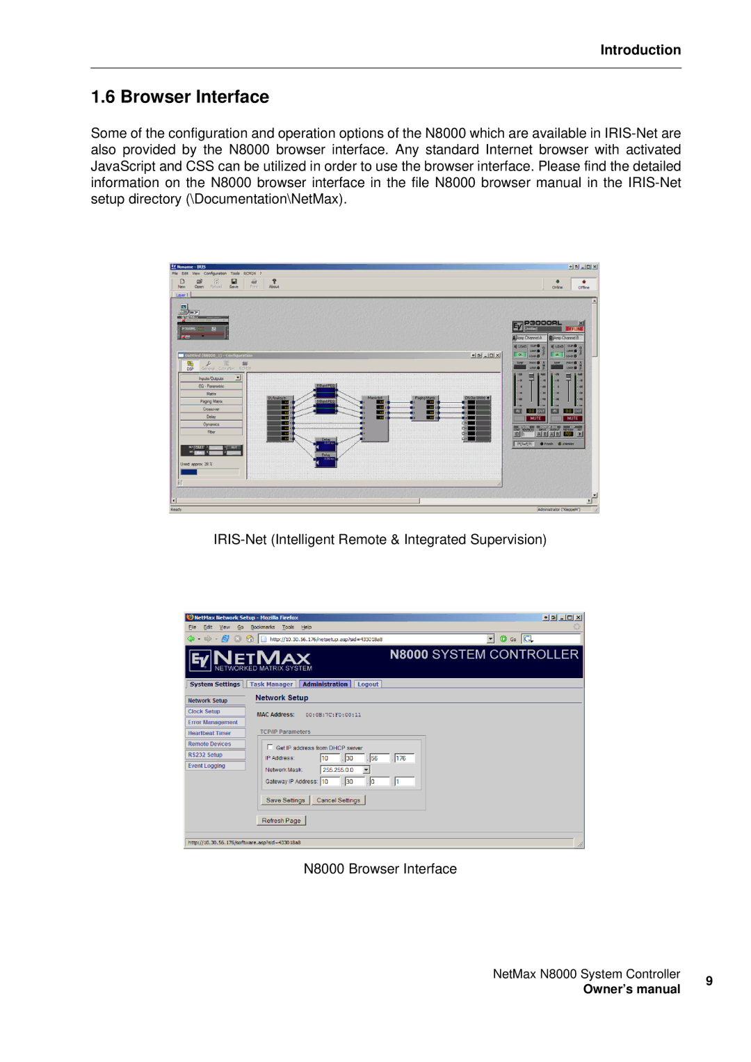 Electro-Voice NetMax N8000 owner manual Browser Interface 