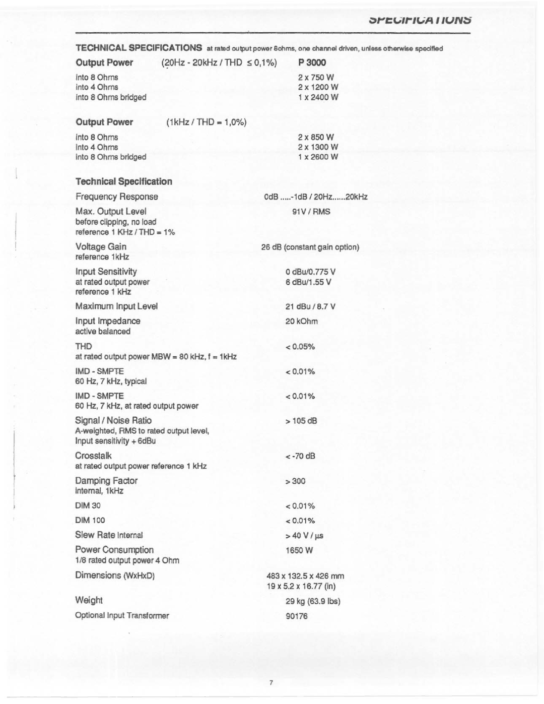 Electro-Voice P 3000 manual 