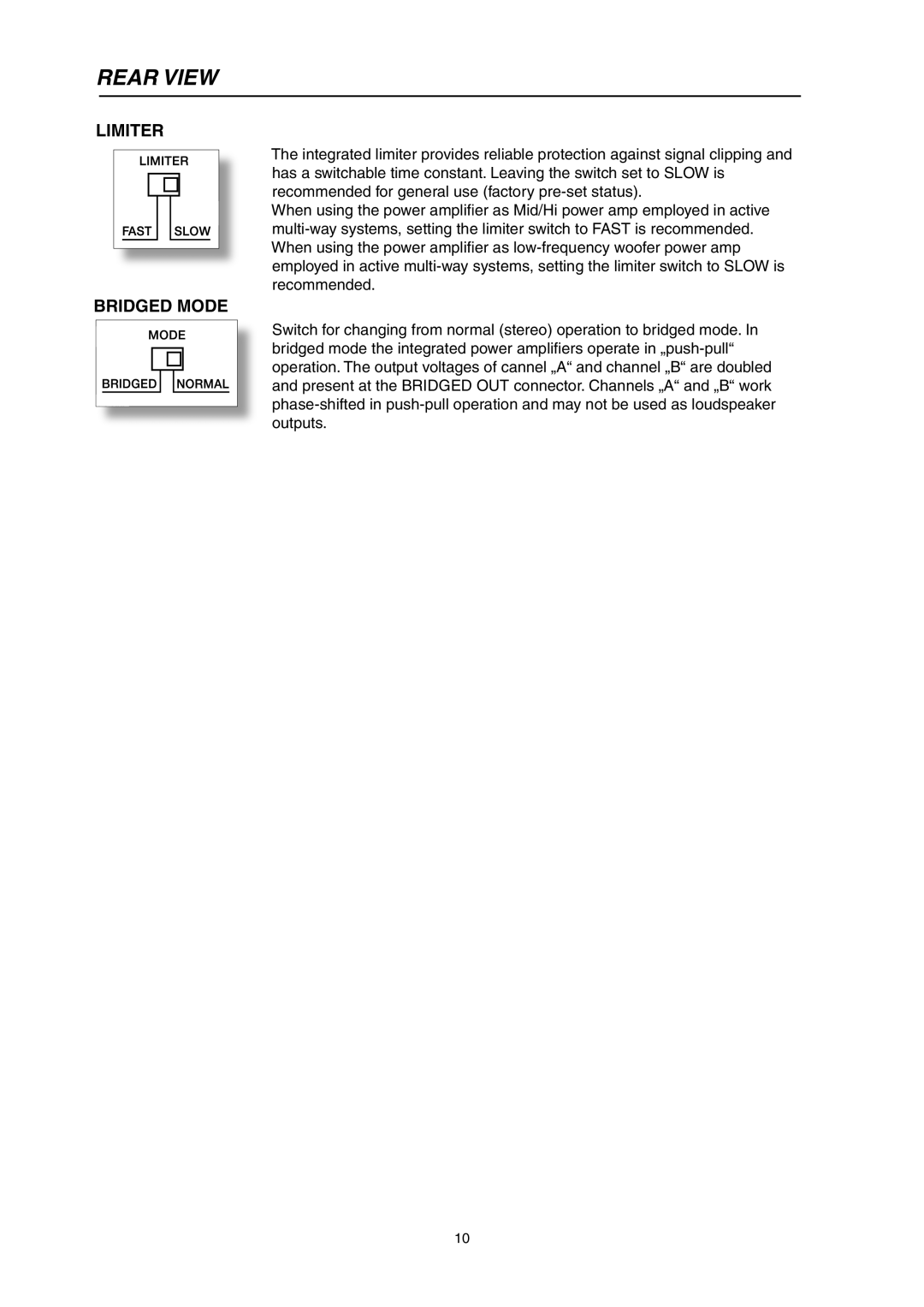 Electro-Voice P3000RL owner manual Bridged Mode 