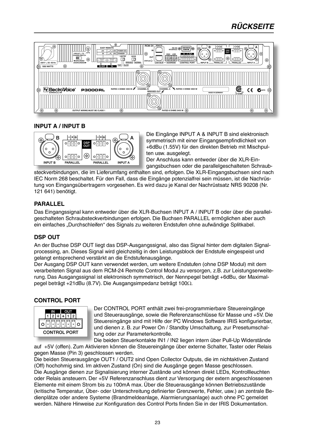 Electro-Voice P3000RL owner manual Input a / Input B, Parallel 