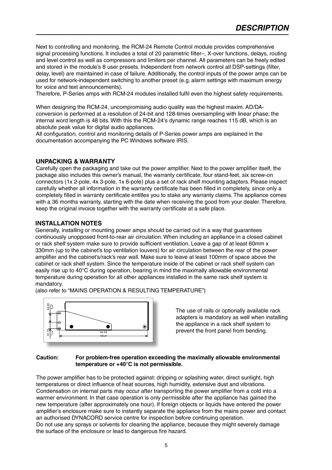 Electro-Voice P3000RL owner manual Unpacking & Warranty Installation Notes 