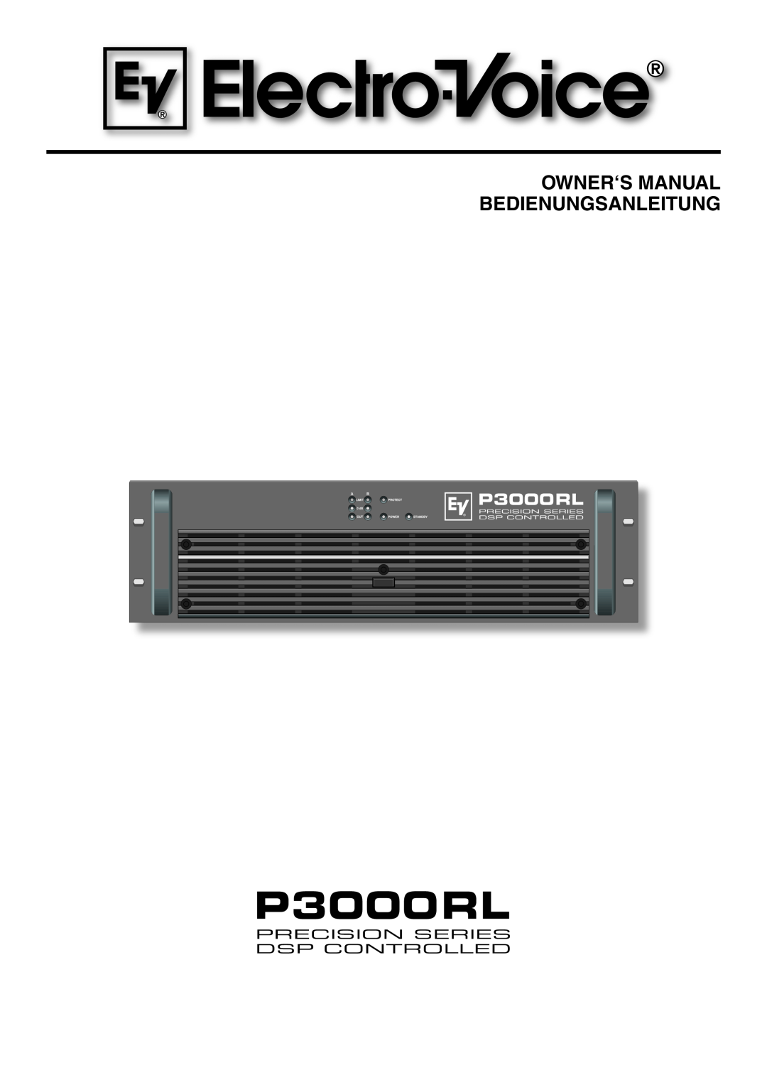 Electro-Voice P3000RL owner manual Owner‘S Manual Bedienungsanleitung 