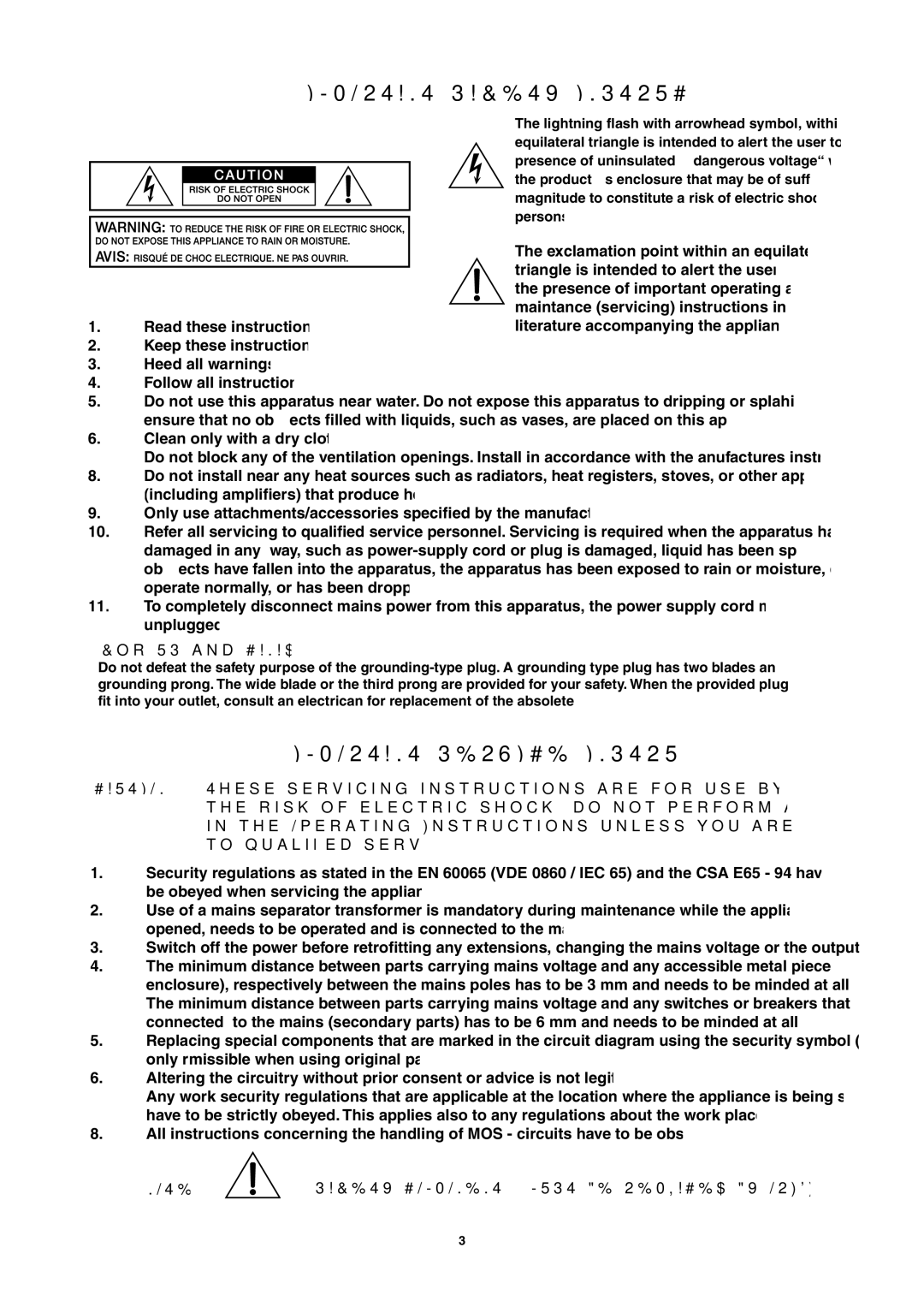 Electro-Voice P1200RL, P900RL owner manual Important Service Instructions 