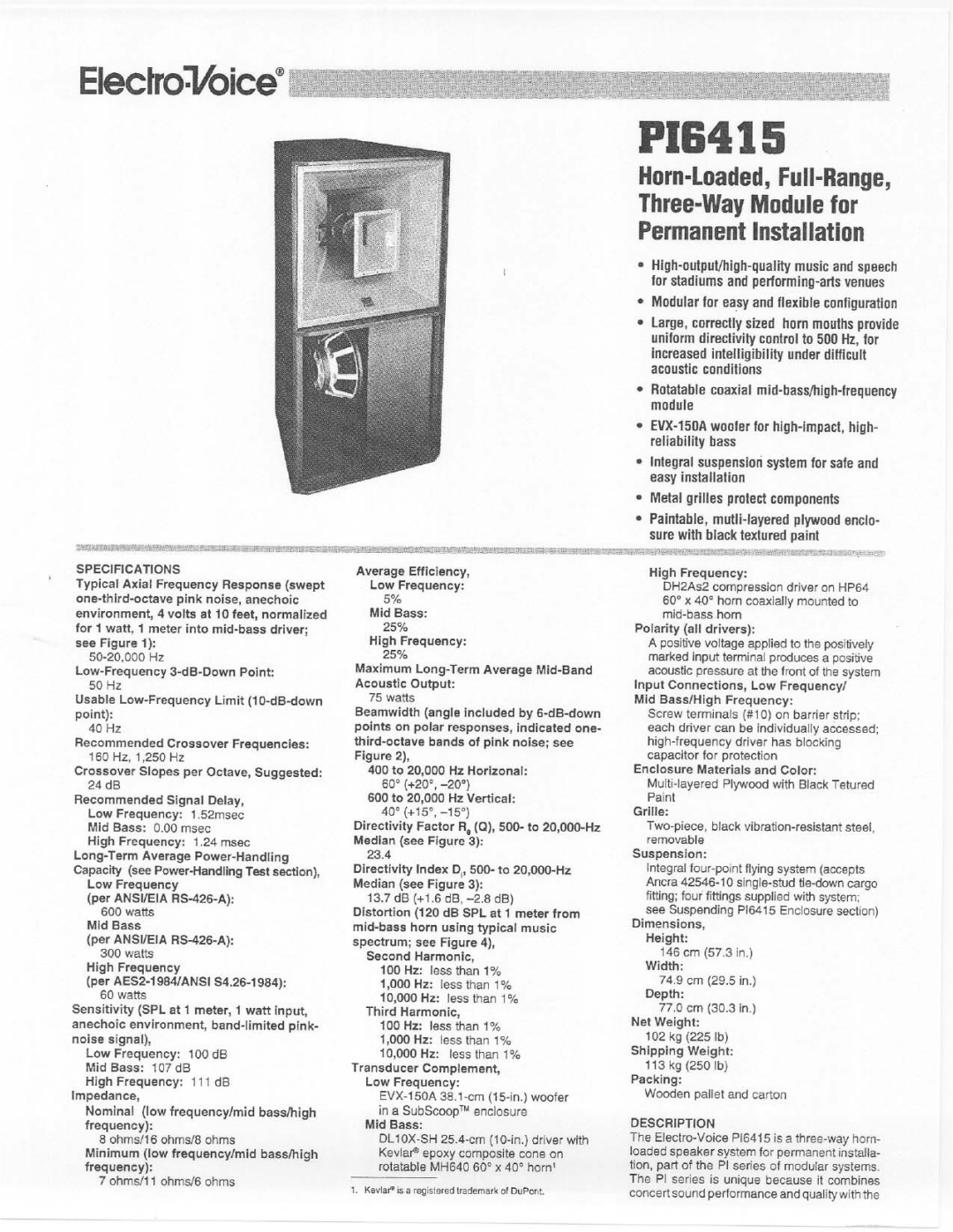 Electro-Voice PI6415 manual 