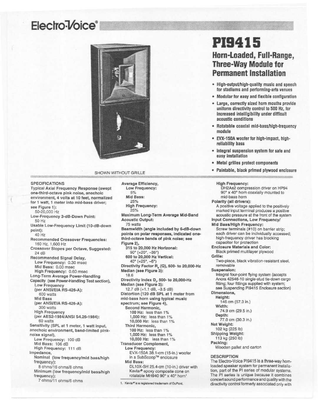 Electro-Voice PI9415 manual 