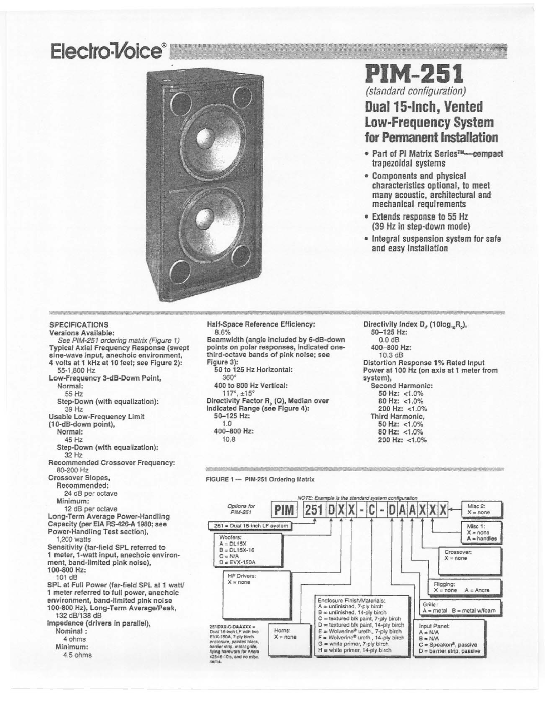 Electro-Voice PIM-251 manual 