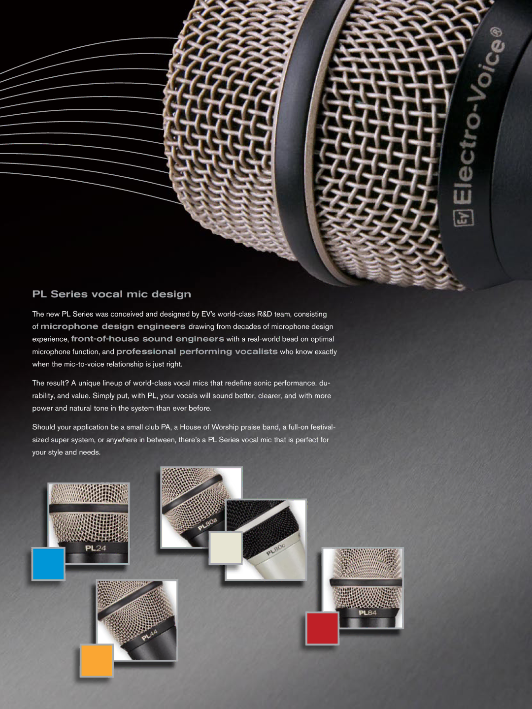 Electro-Voice manual PL Series vocal mic design 