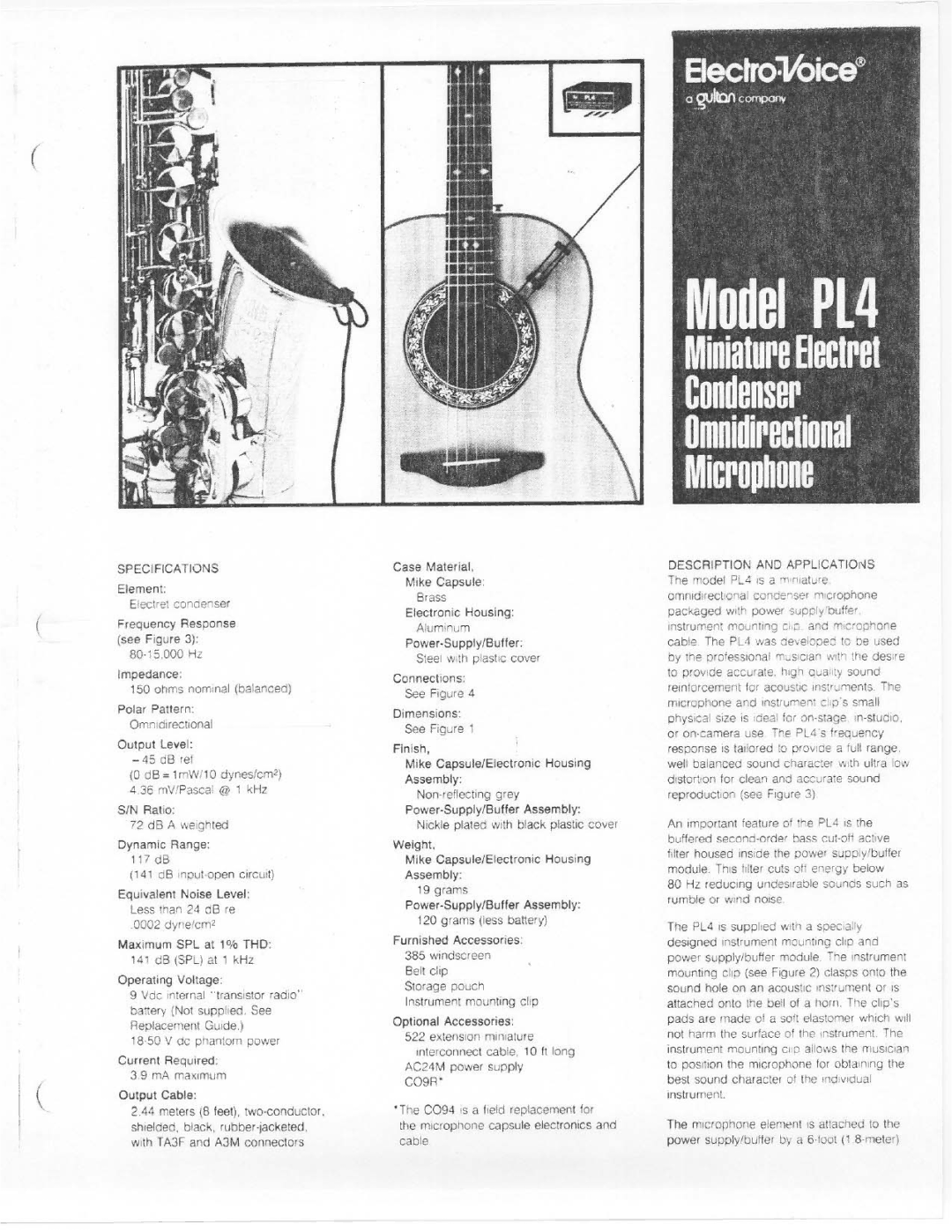 Electro-Voice PL4 manual 