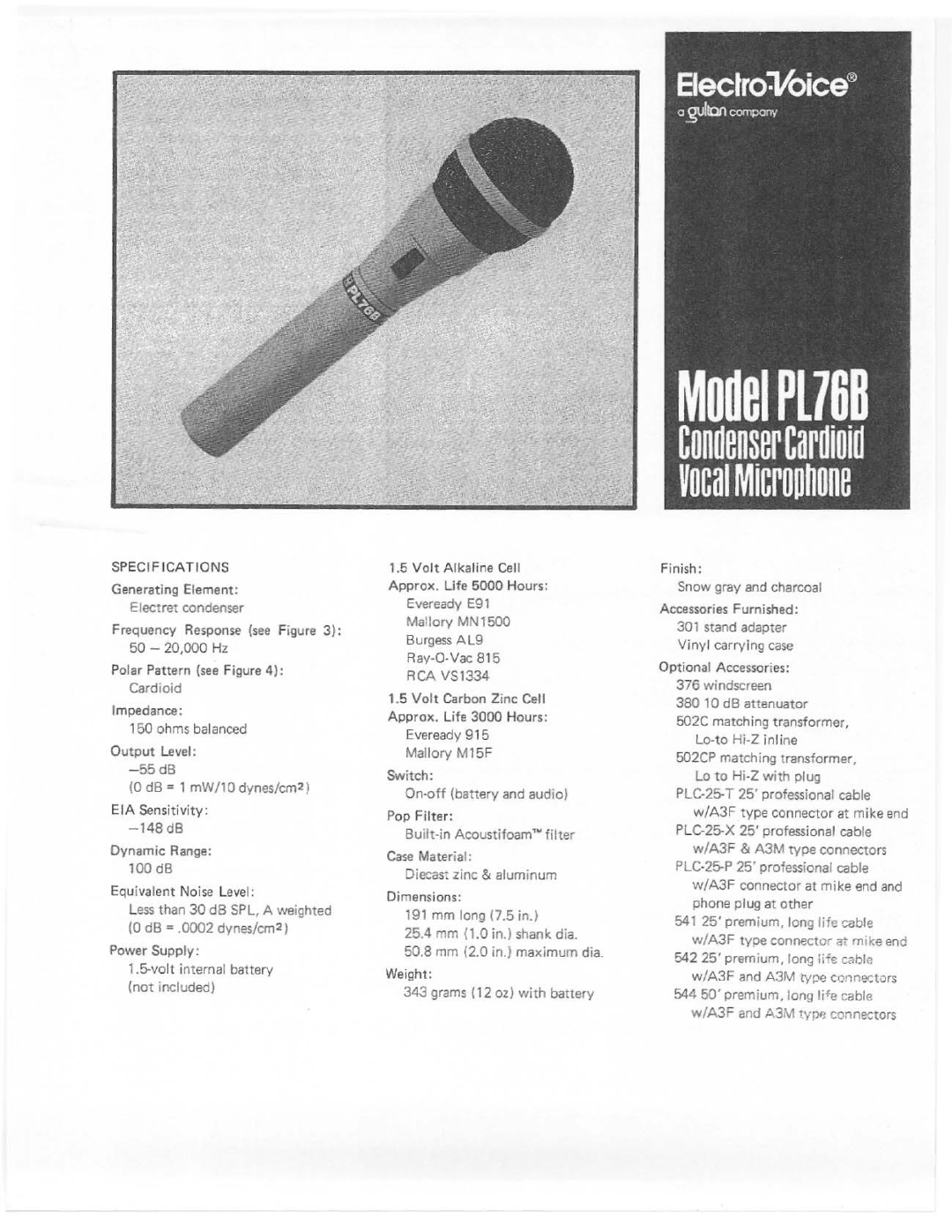 Electro-Voice PL76B manual 