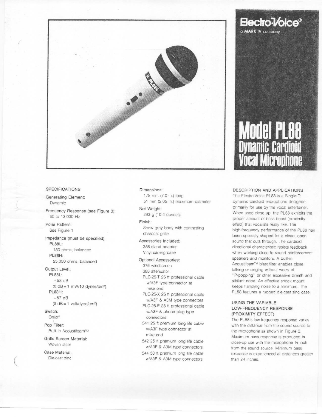 Electro-Voice PL88 manual 