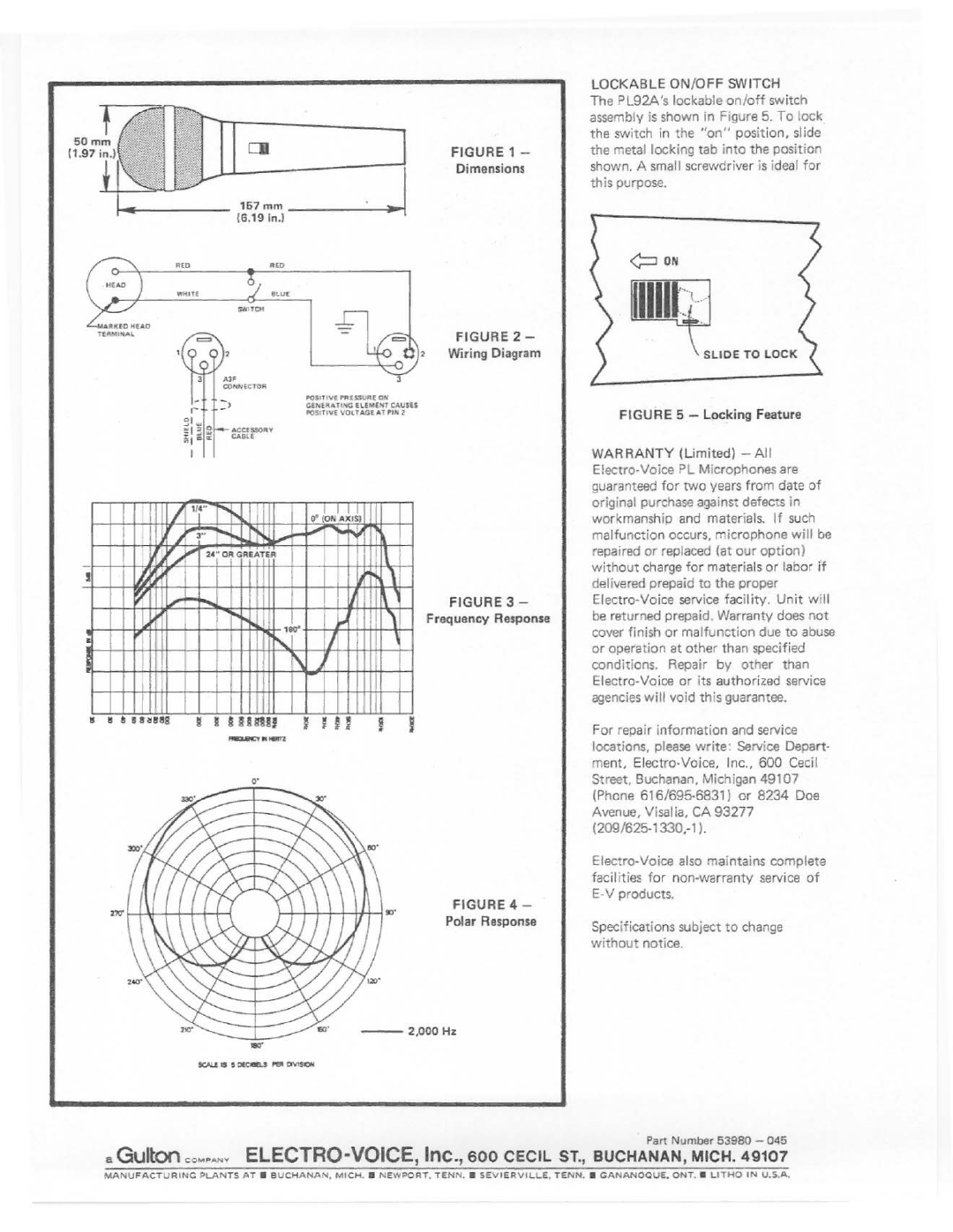 Electro-Voice PL92A manual 