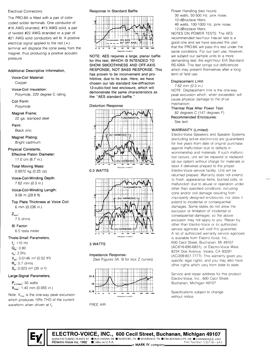 Electro-Voice PRO-8AT30, PRO-8AT5 manual 