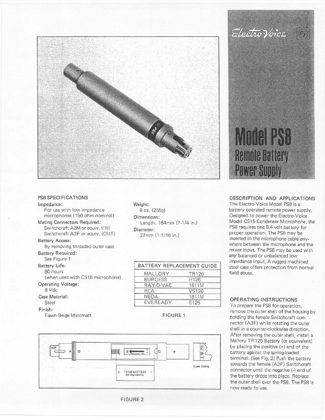 Electro-Voice PS8 manual 