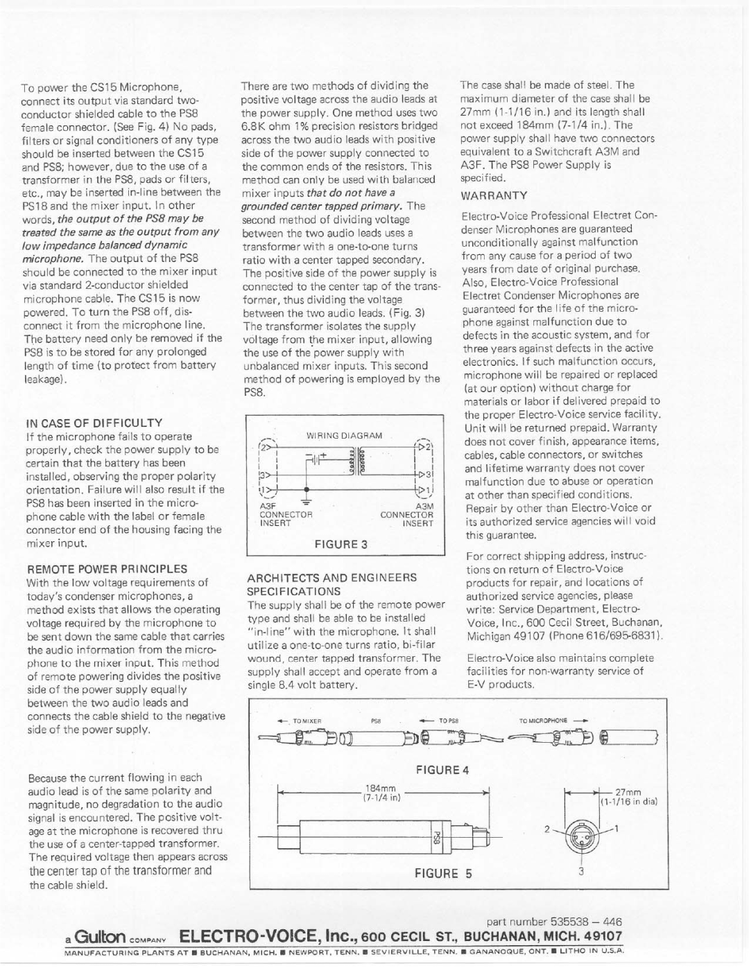 Electro-Voice PS8 manual 
