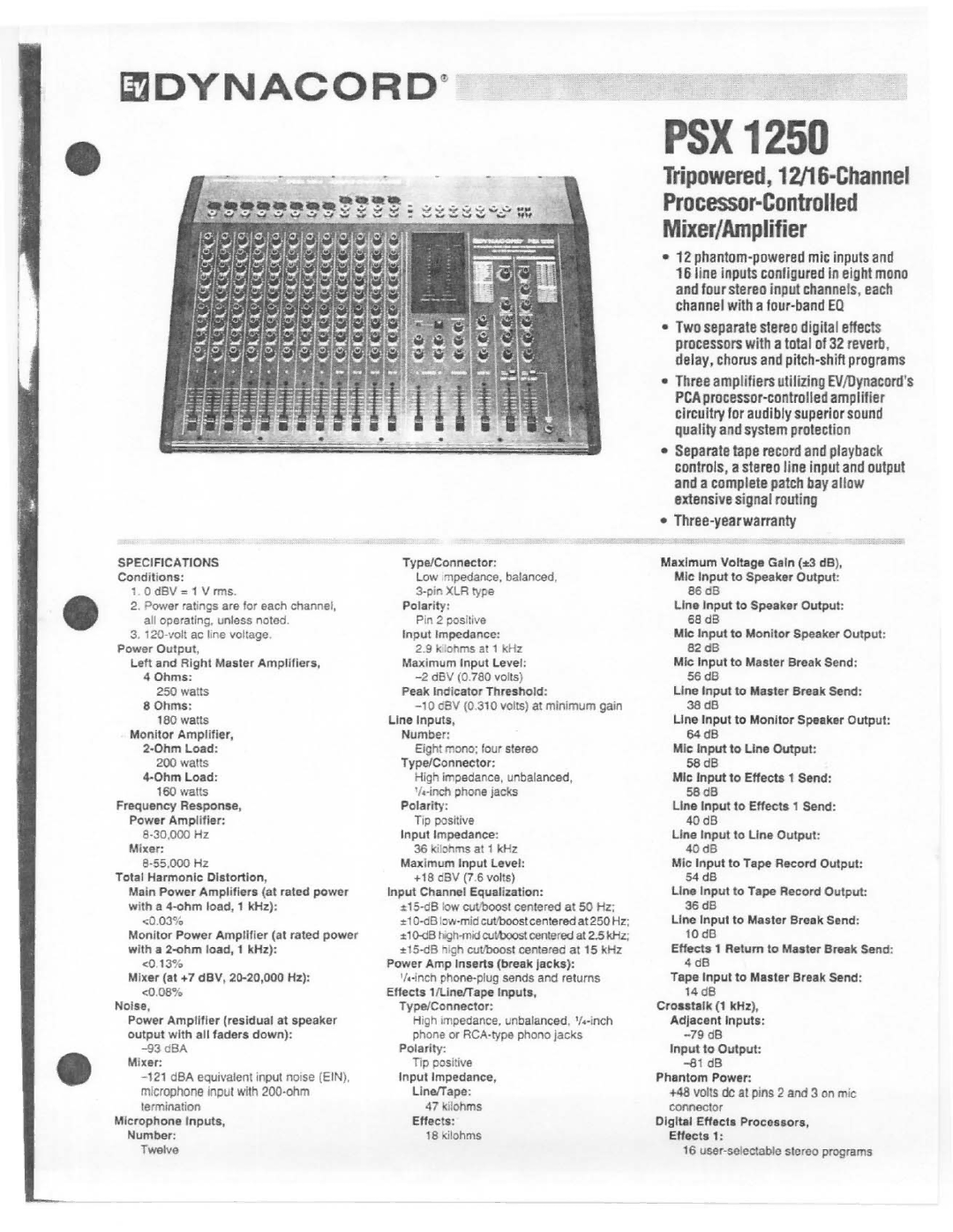 Electro-Voice PSX 1250 manual 