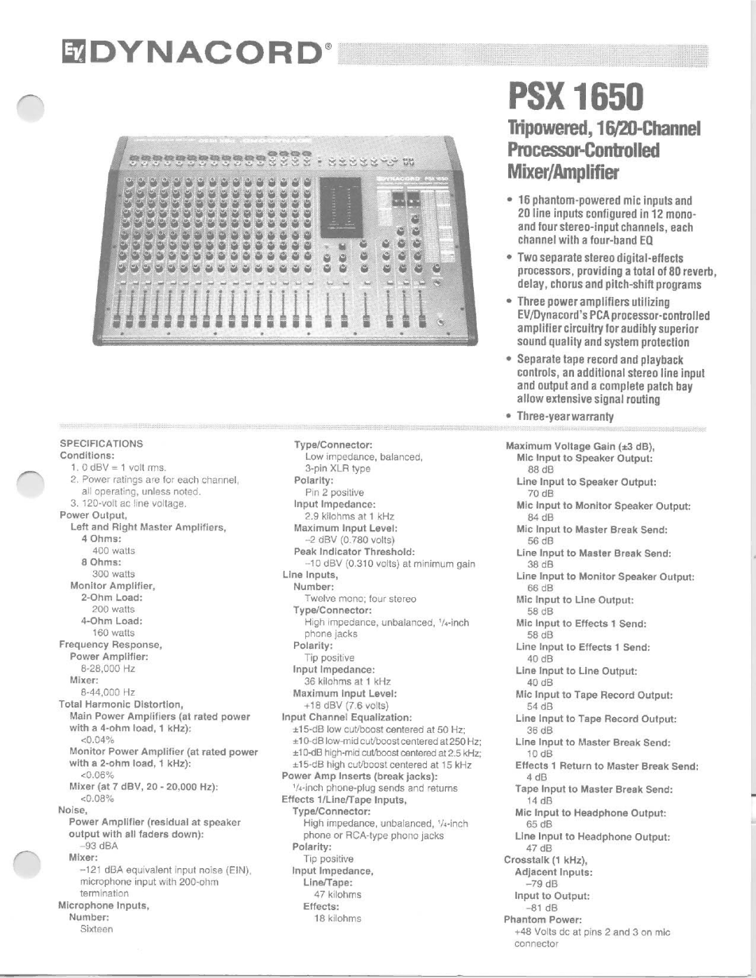 Electro-Voice PSX 1650 manual 