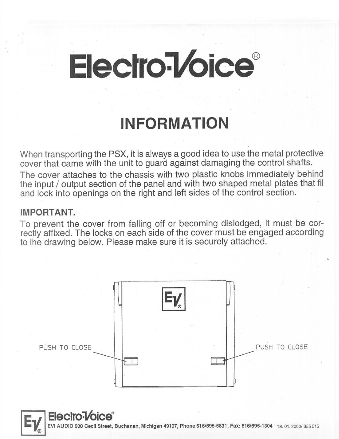 Electro-Voice PSX600 manual 