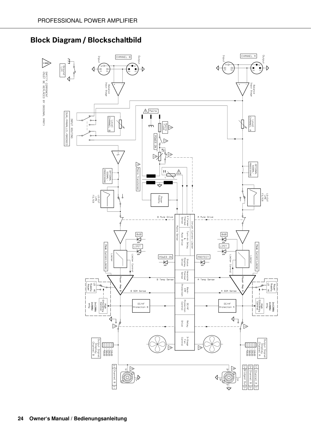 Electro-Voice Q66, Q44, Q1212, Q99 owner manual Block Diagram / Blockschaltbild 