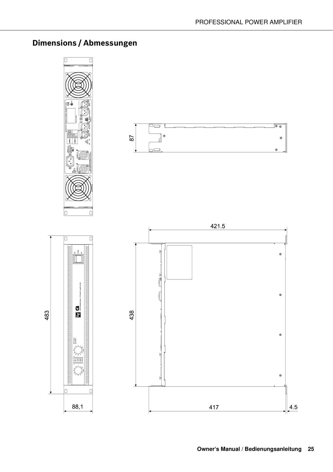 Electro-Voice Q44, Q66, Q1212, Q99 owner manual Dimensions / Abmessungen 