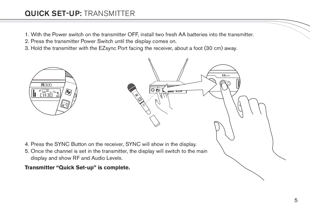 Electro-Voice R300 manual Quick set-up transmitter 