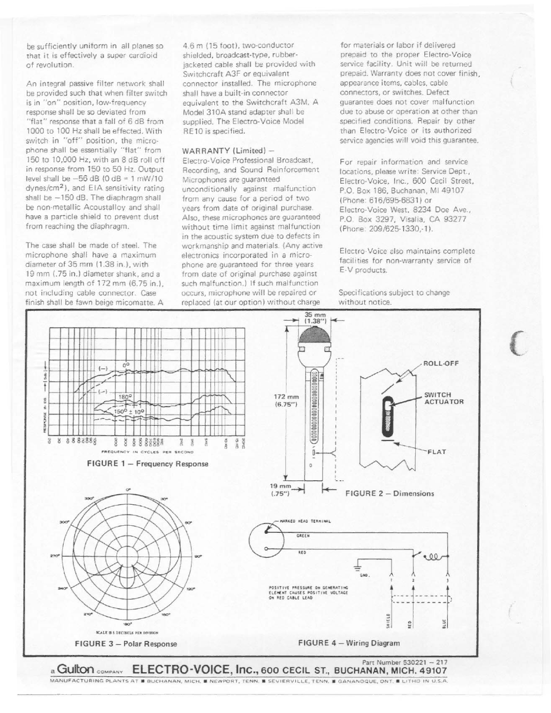 Electro-Voice RE10 manual 