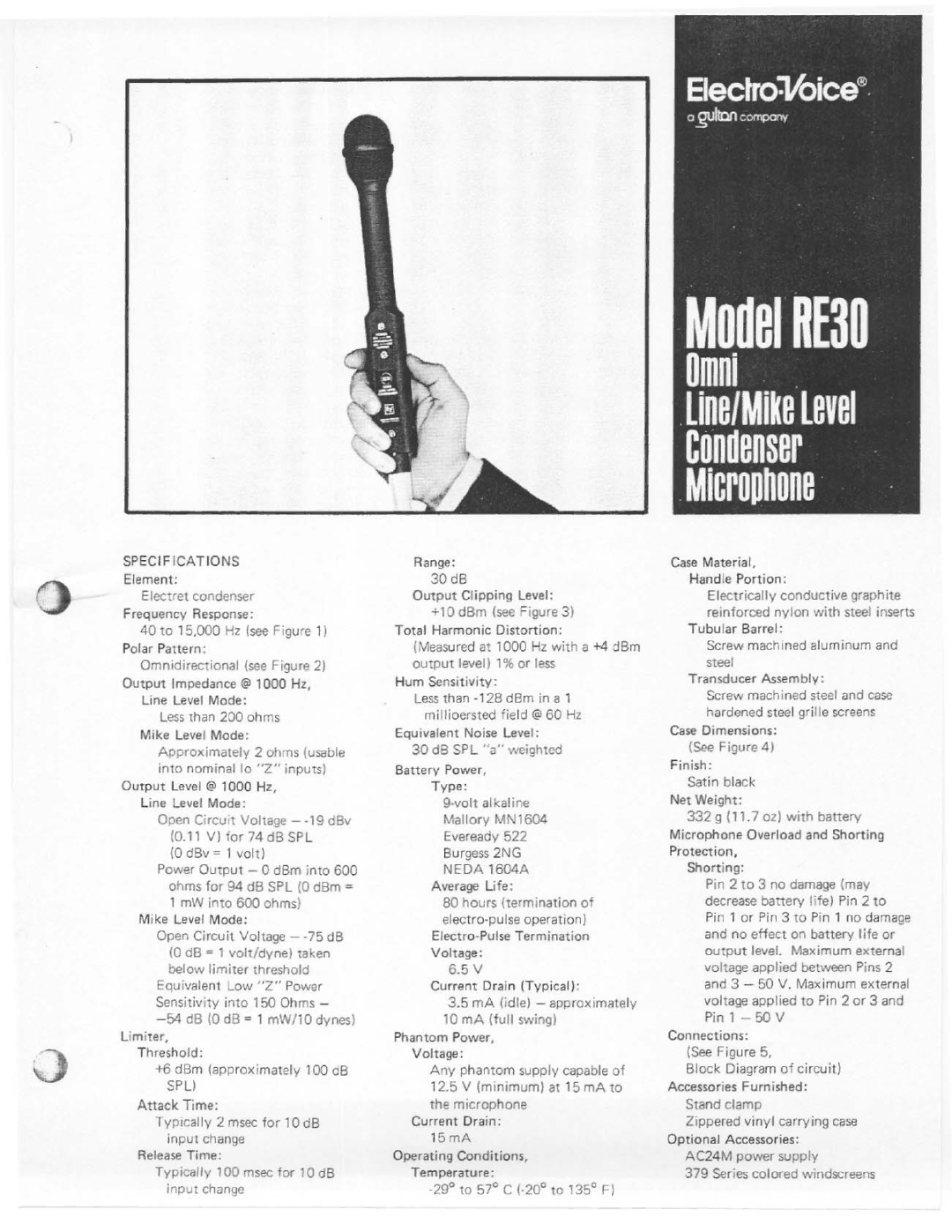 Electro-Voice RE30 manual 