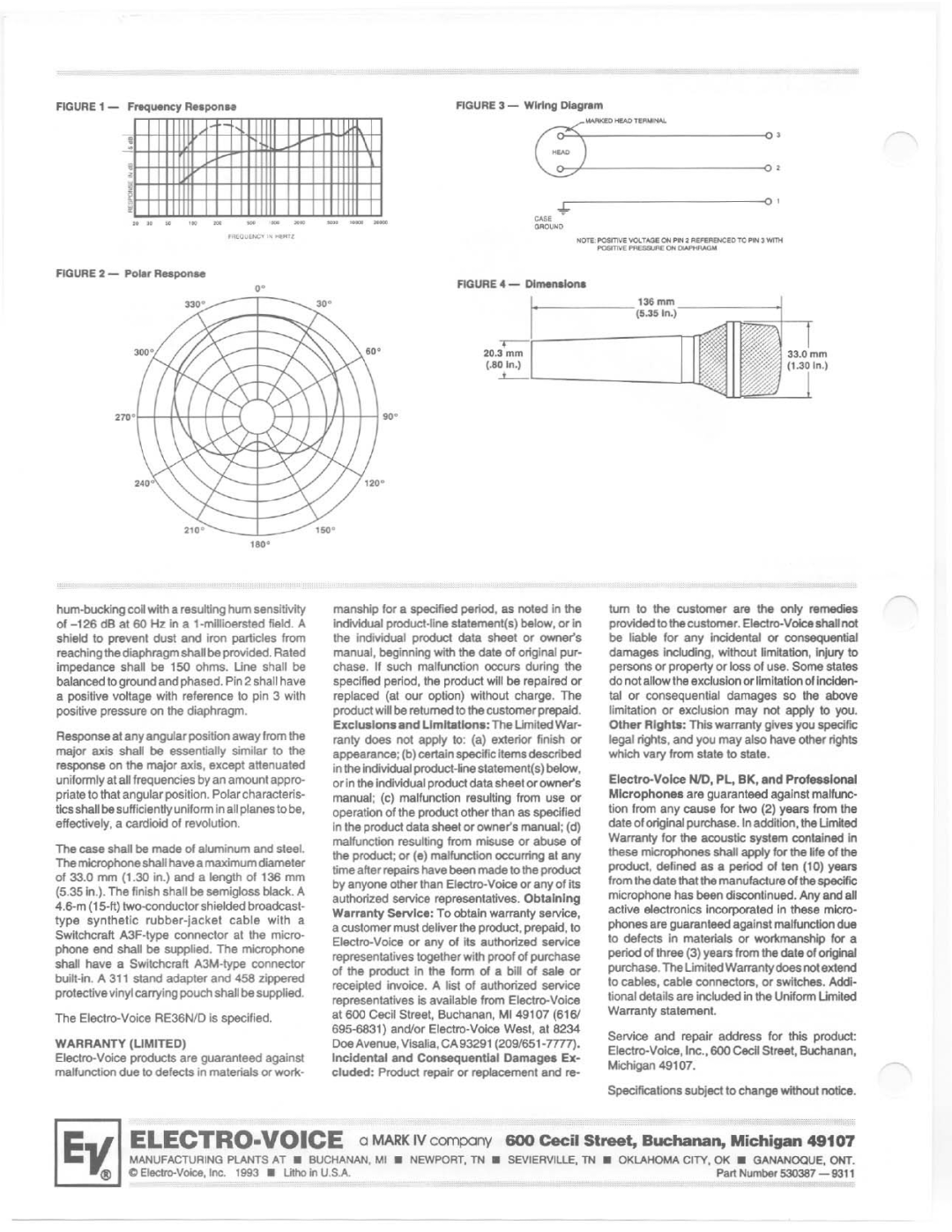 Electro-Voice RE36N/DYM manual 