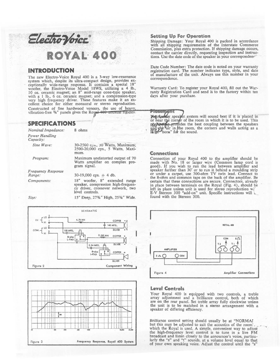 Electro-Voice Royal 400 manual 