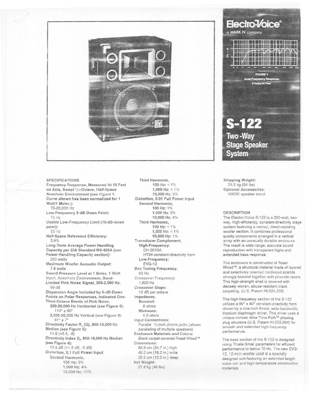 Electro-Voice S-122 manual 