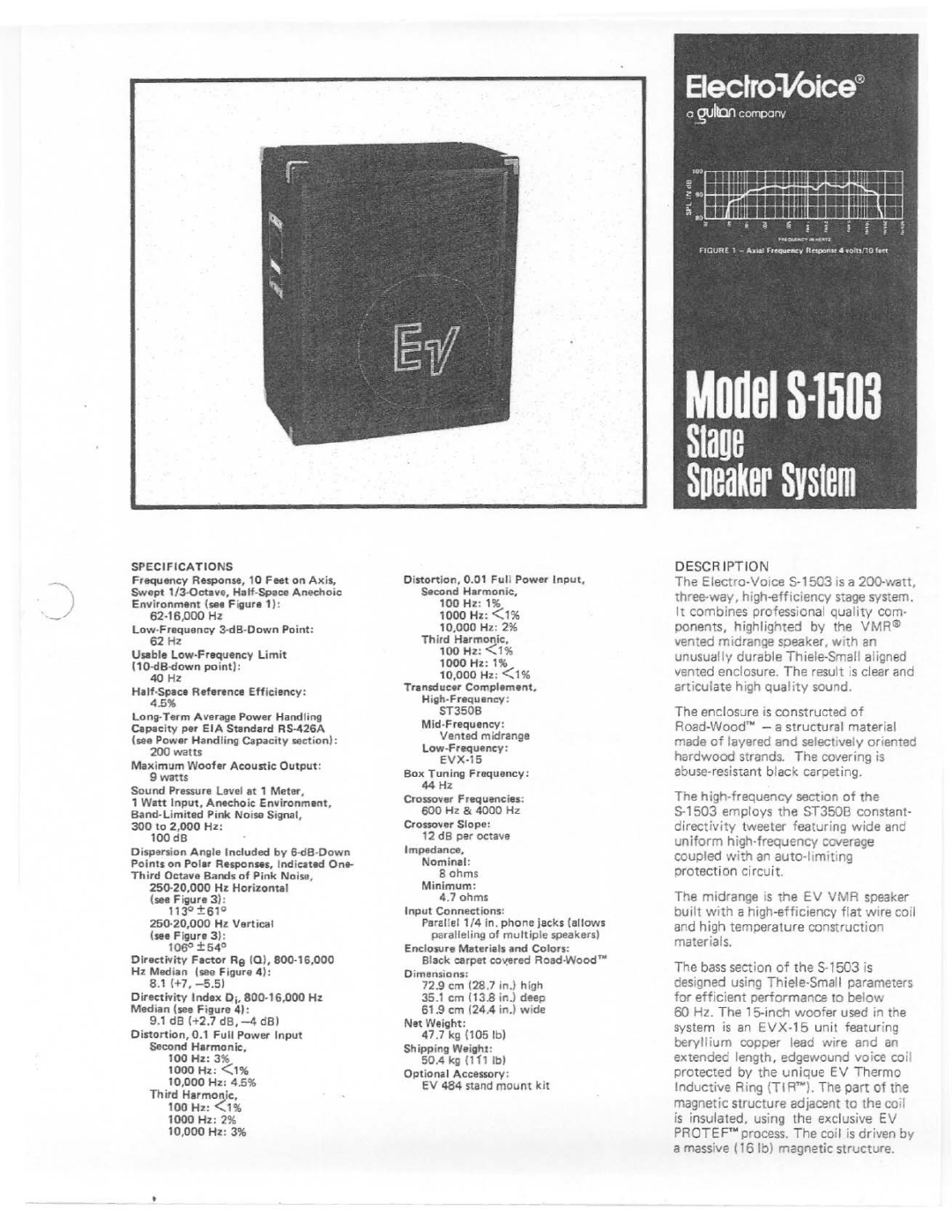 Electro-Voice S-1503 manual 