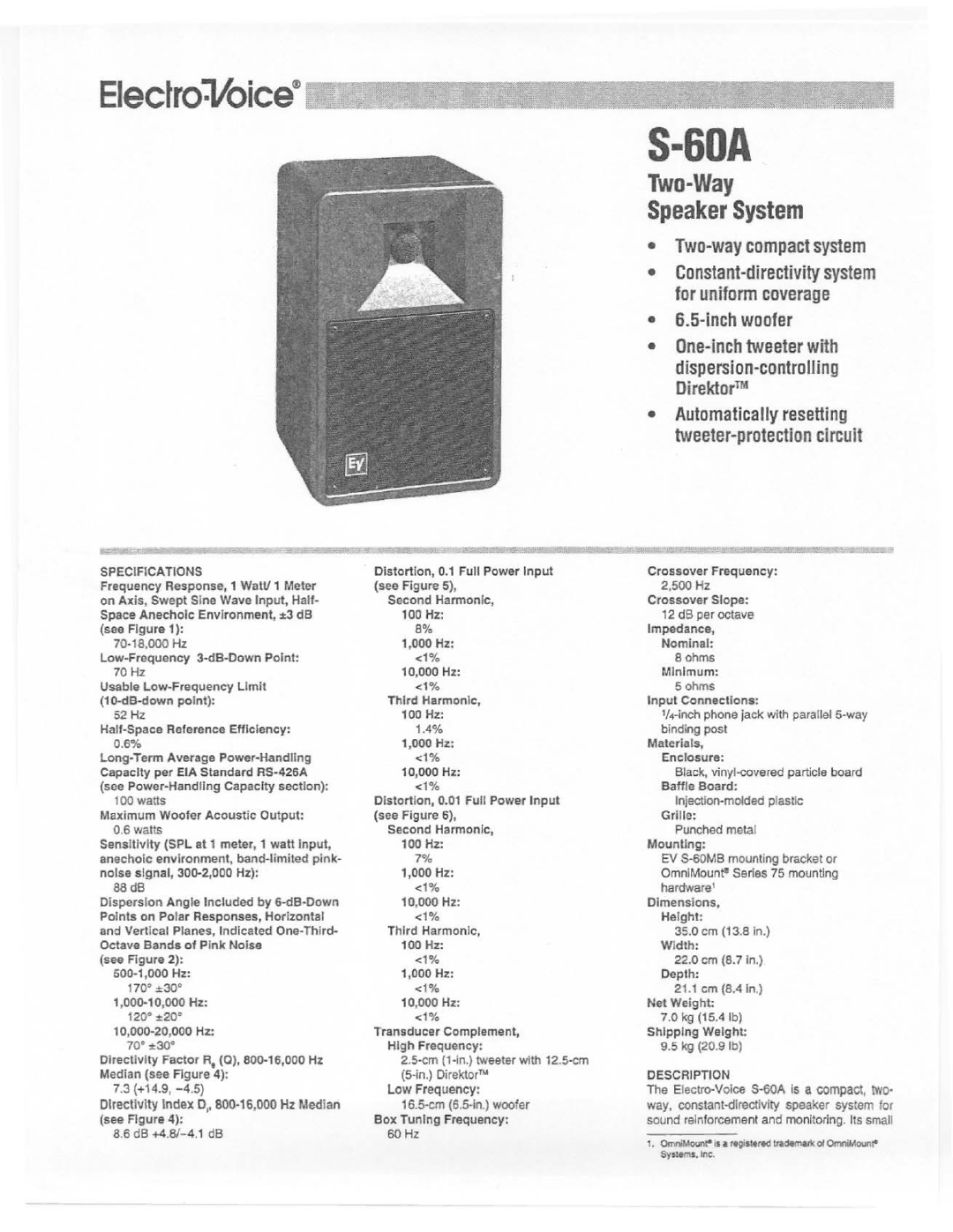 Electro-Voice S-60A manual 