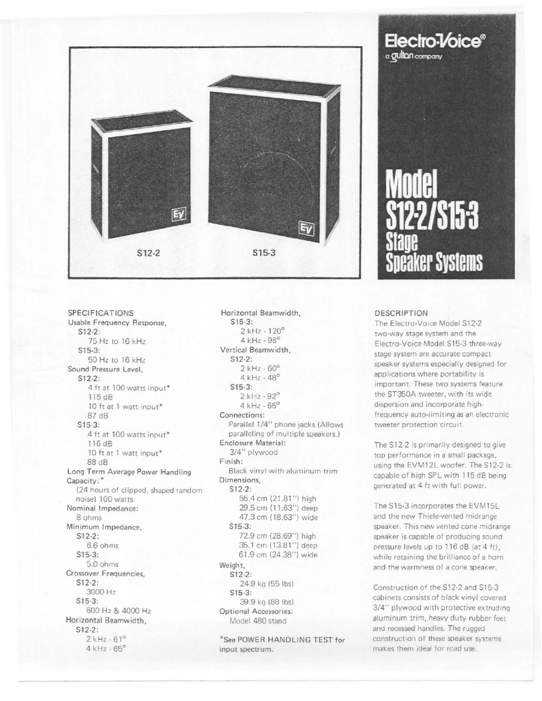 Electro-Voice S15-3 manual 