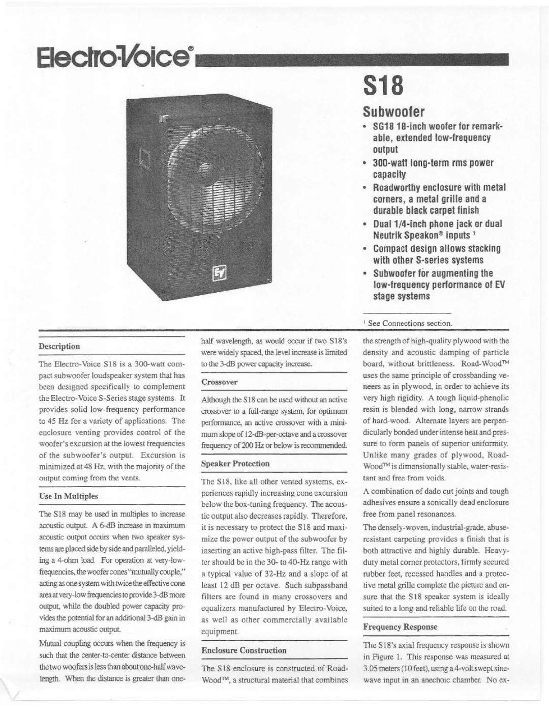 Electro-Voice S18 manual 