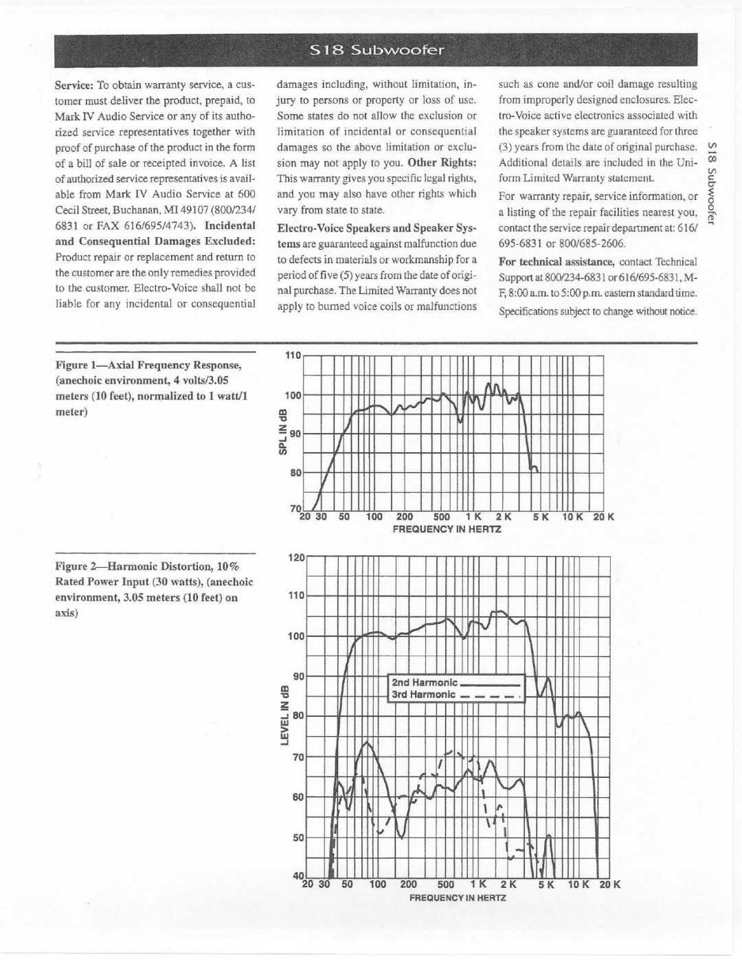 Electro-Voice S18 manual 