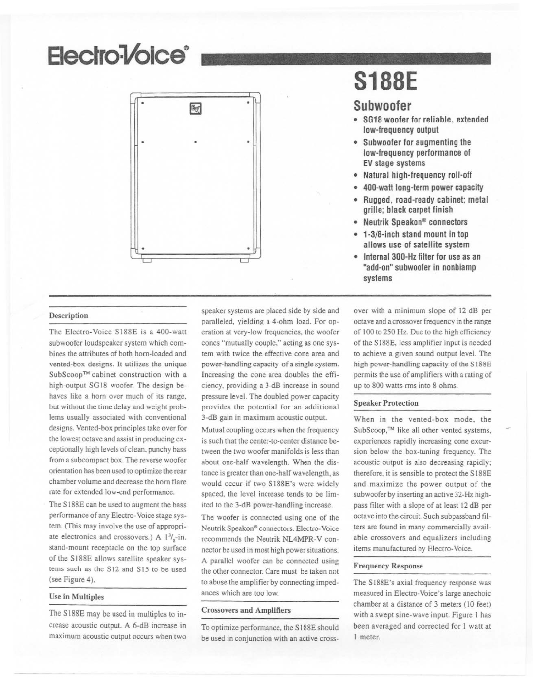 Electro-Voice S188E manual 