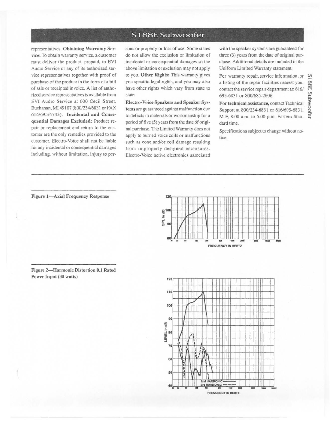 Electro-Voice S188E manual 