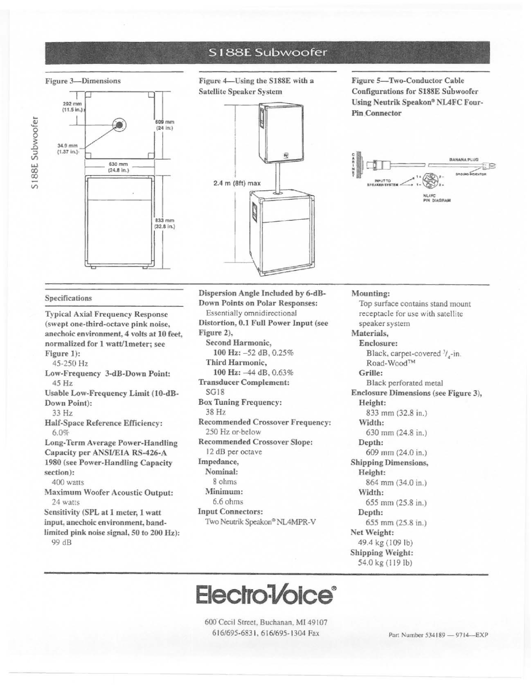 Electro-Voice S188E manual 