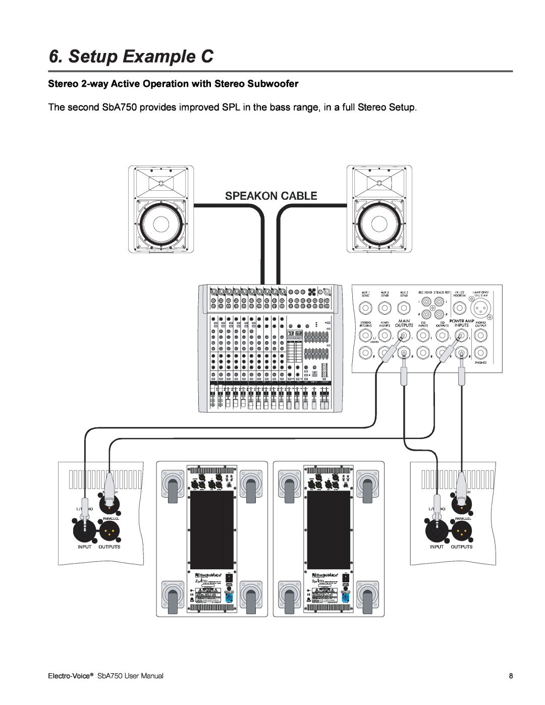 Electro-Voice SBA750 user manual Setup Example C, Electro-Voice 