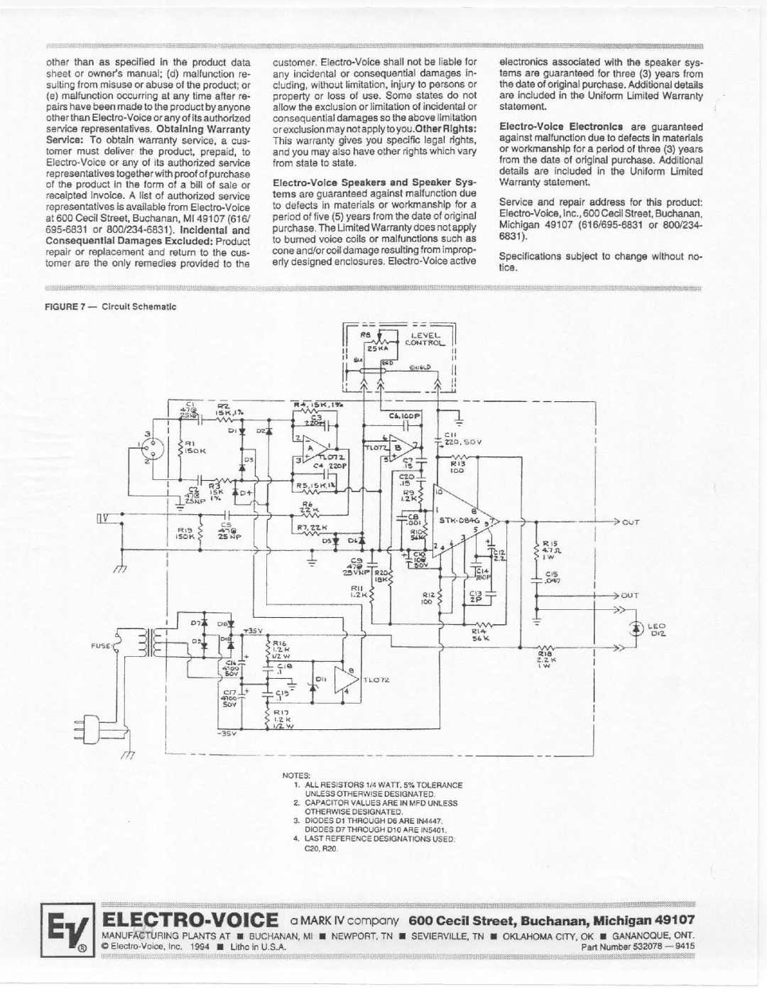 Electro-Voice Sentry 100EL manual 