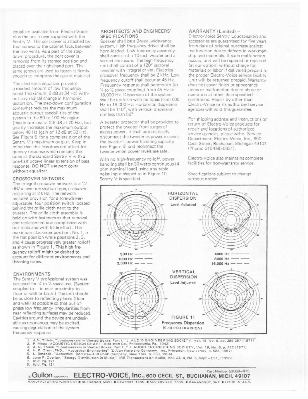 Electro-Voice Sentry V manual 