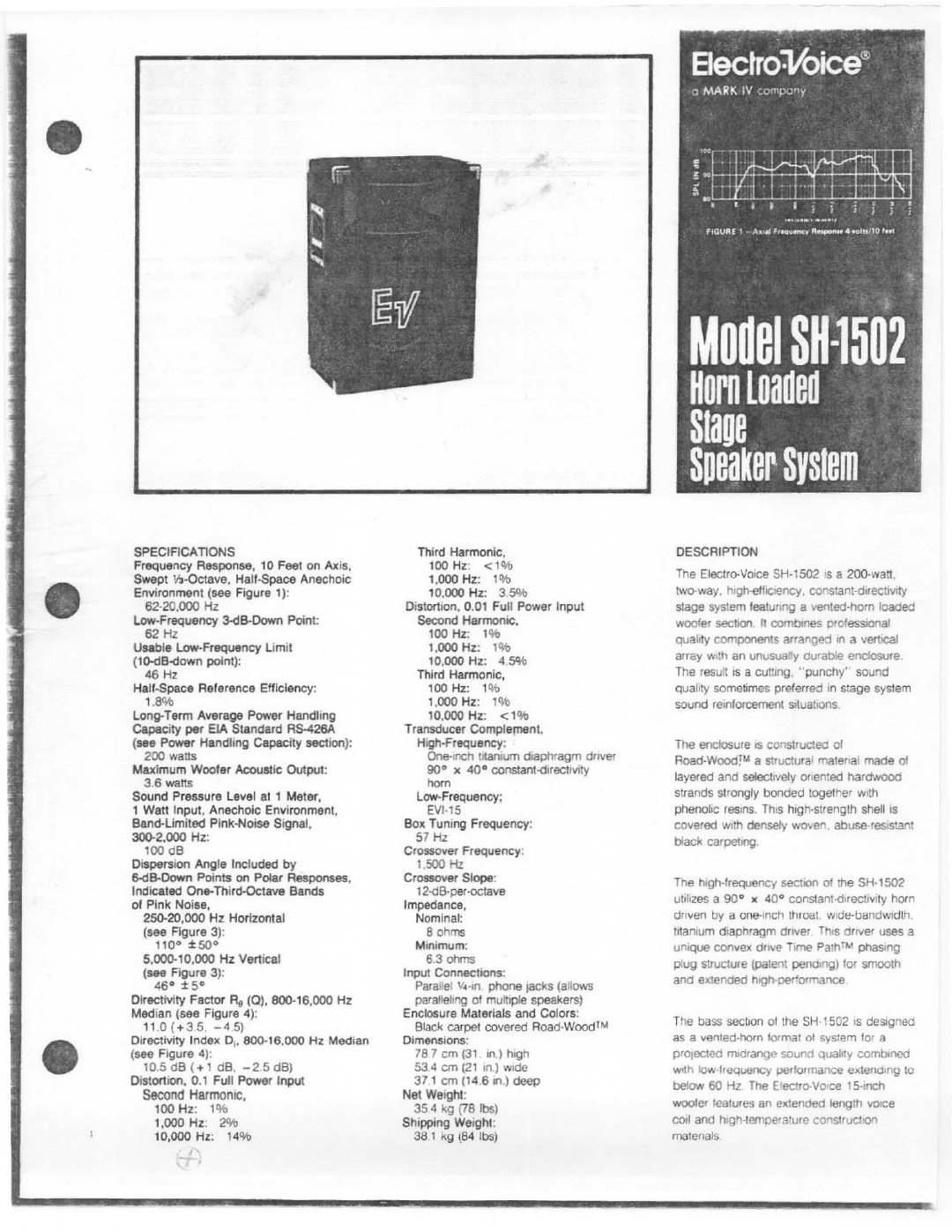 Electro-Voice SH-1502 manual 