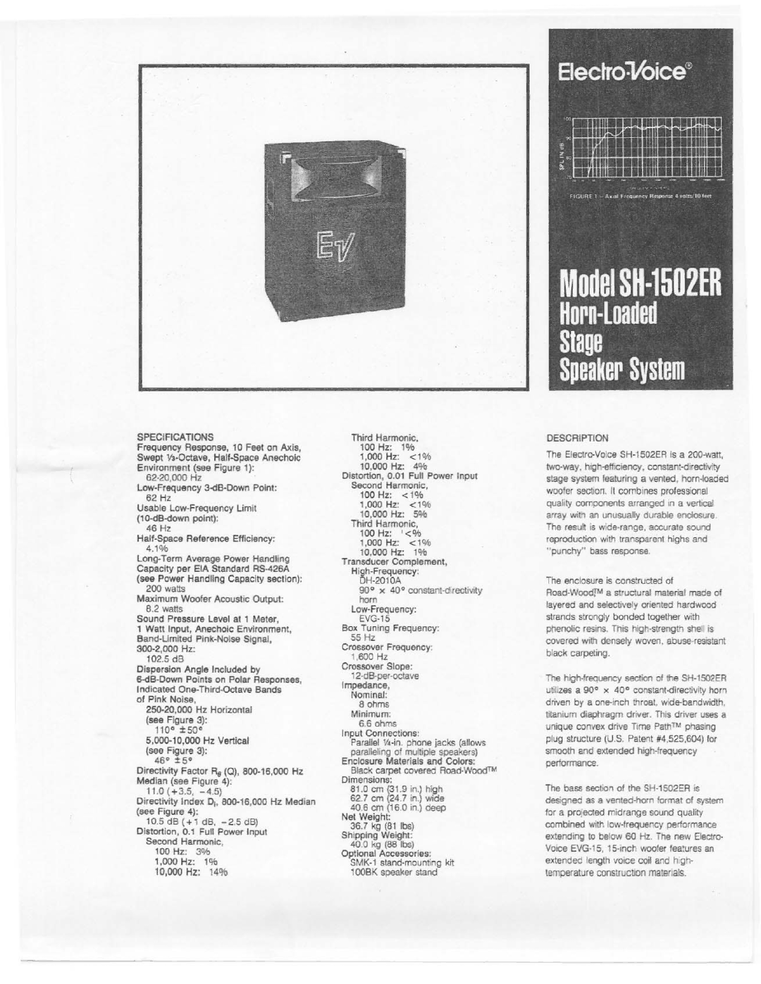 Electro-Voice SH-1502ER manual 