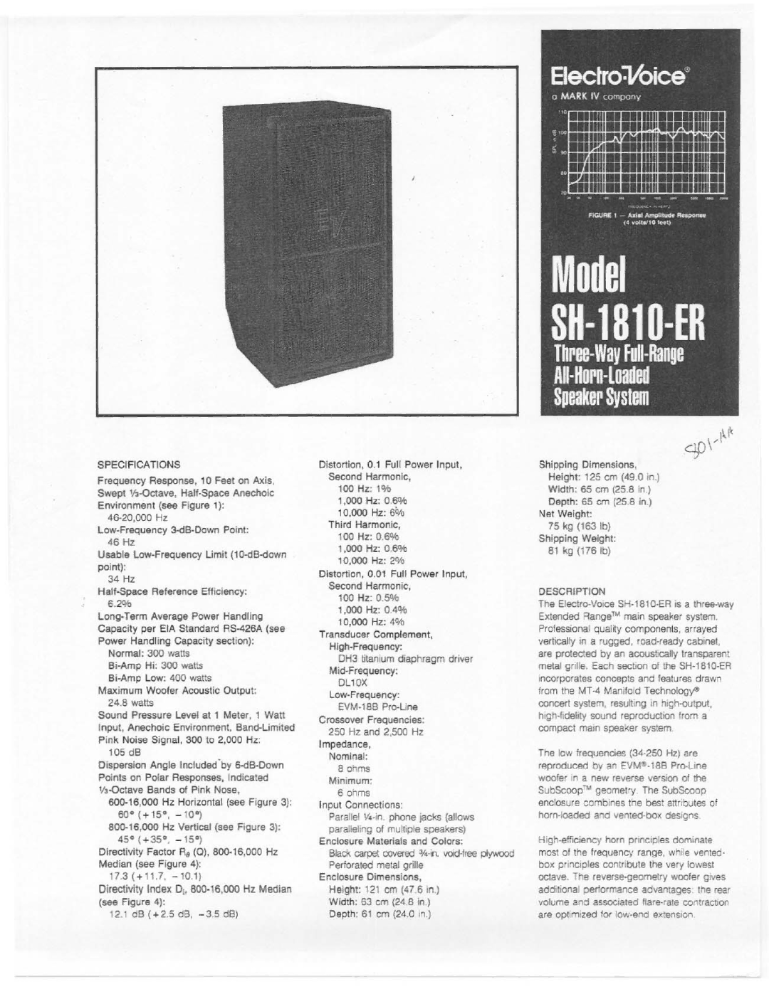 Electro-Voice SH-1810-ER manual 