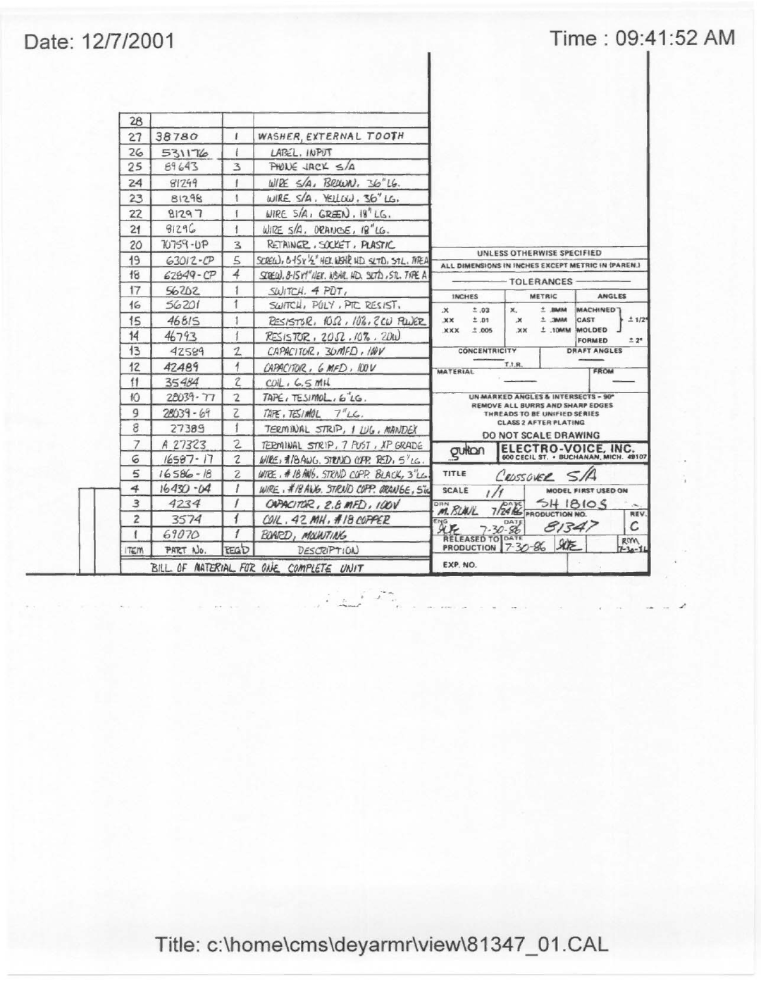 Electro-Voice SH-1810-ER manual 