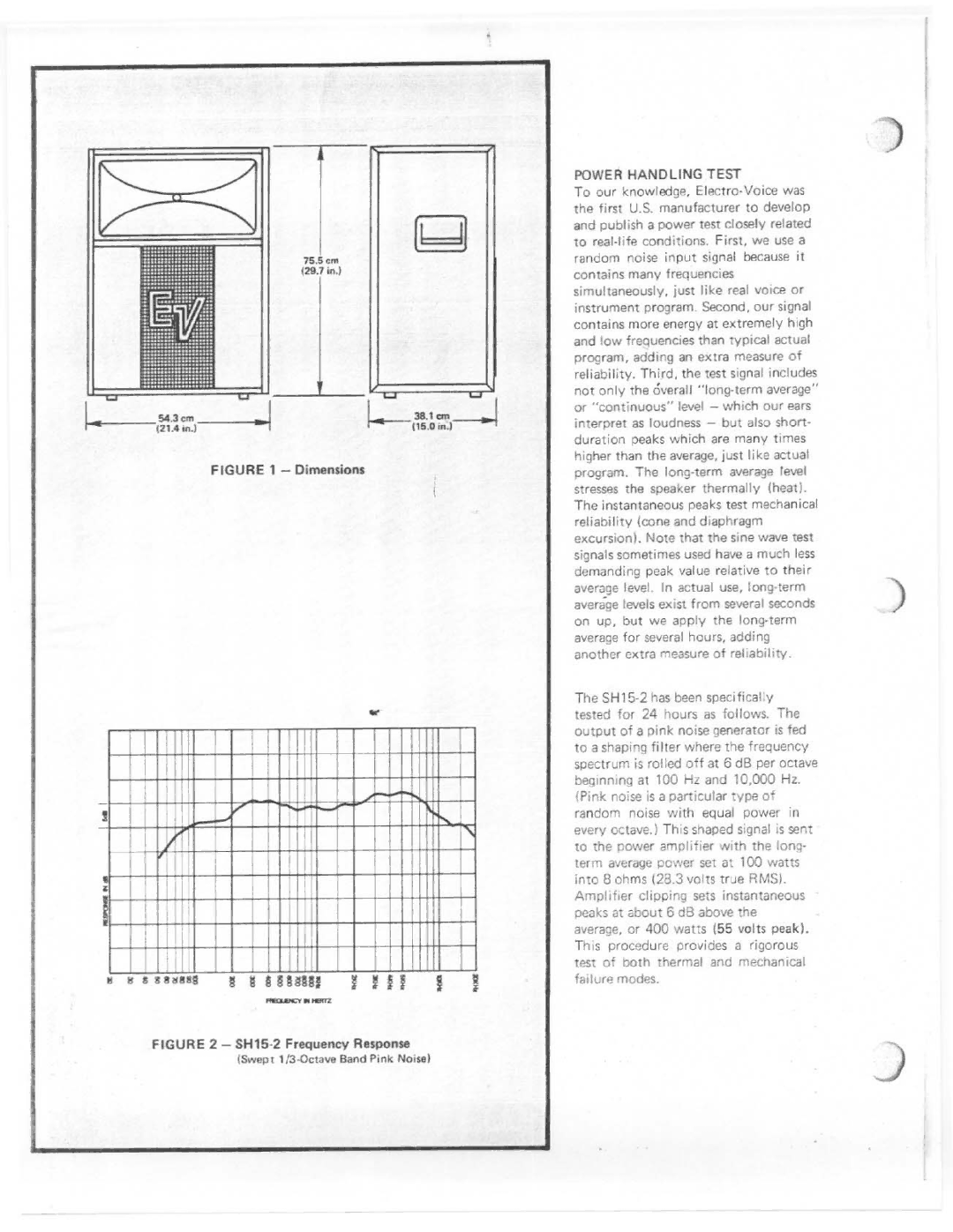 Electro-Voice SH15-2 manual 