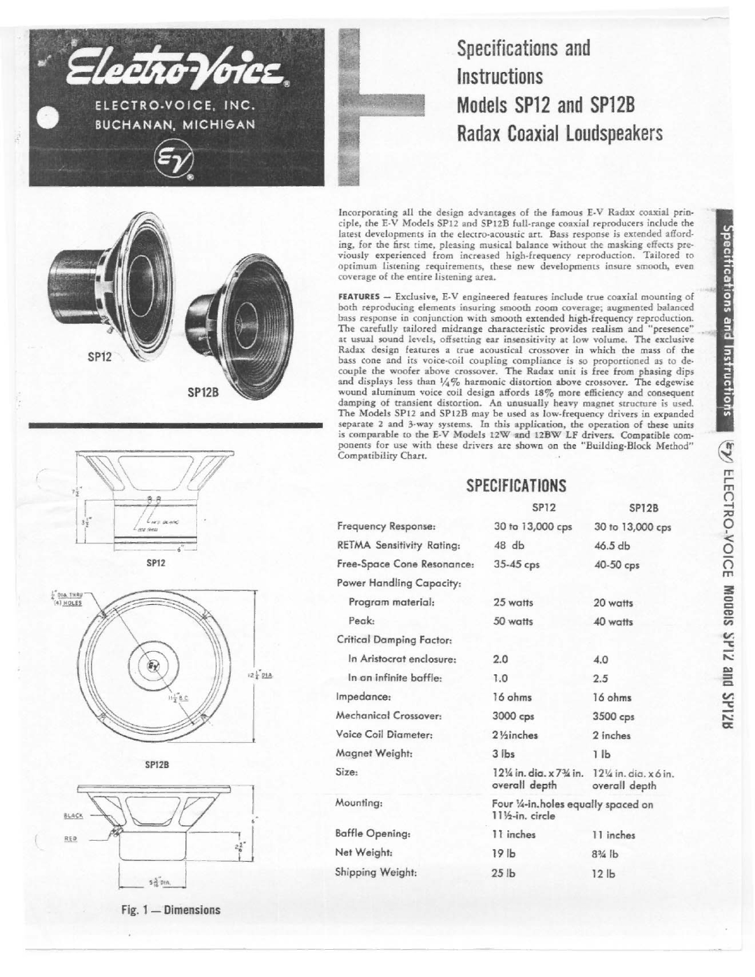 Electro-Voice SP12B manual 