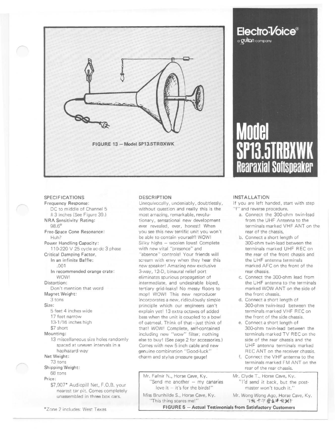 Electro-Voice SP13.5TRBXWK manual 