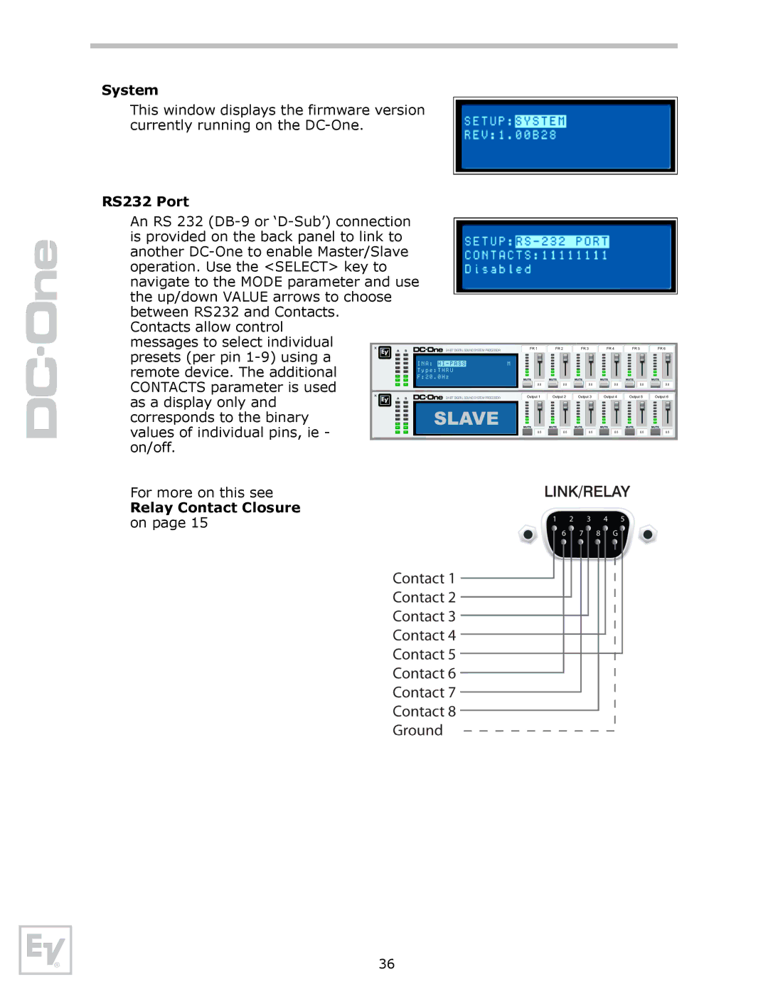 Electro-Voice Speaker System owner manual RS232 Port 