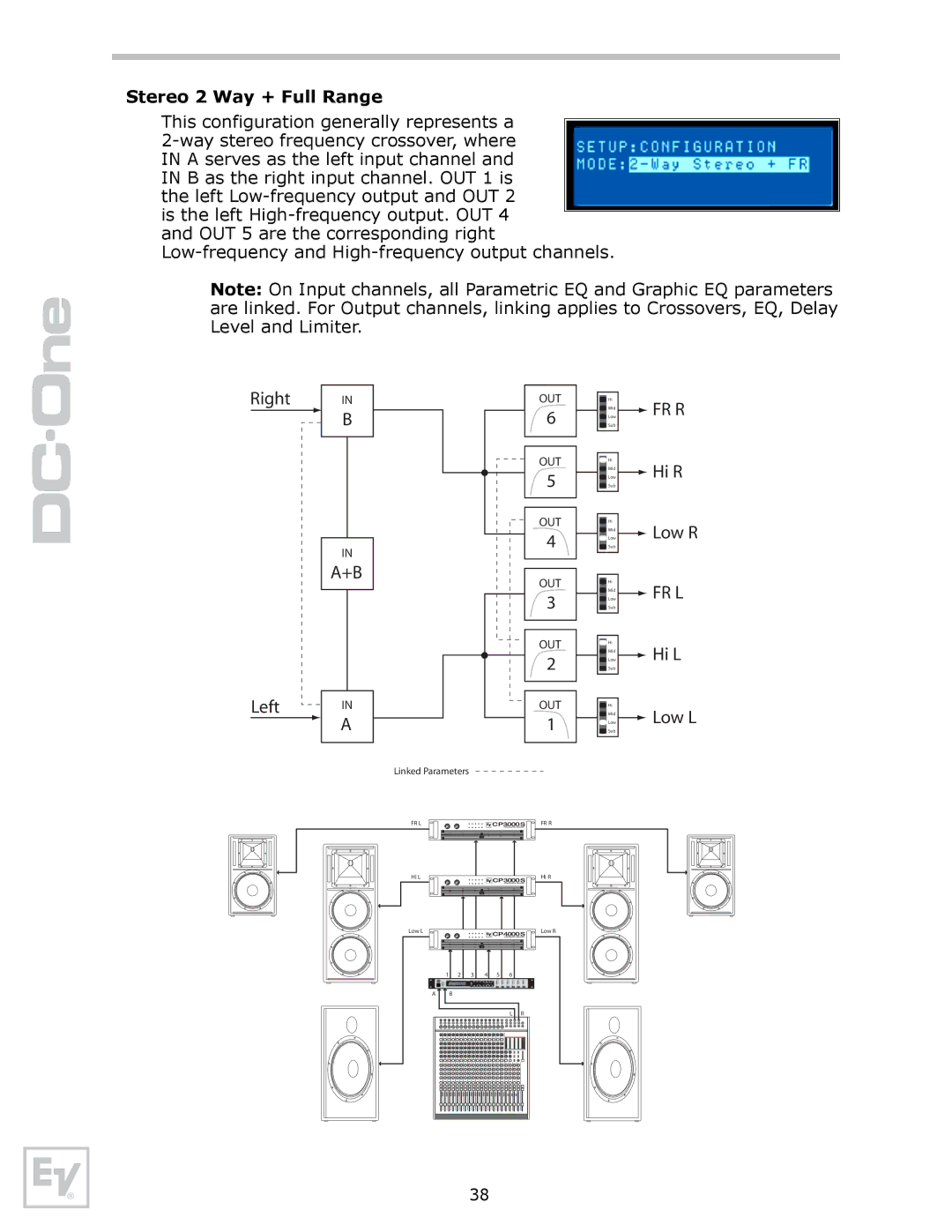 Electro-Voice Speaker System owner manual Stereo 2 Way + Full Range, This configuration generally represents a 